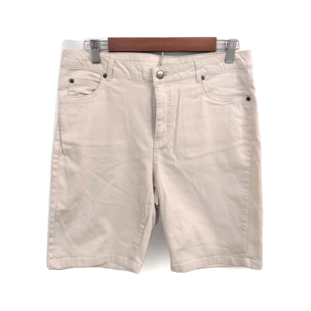 Appleseeds Denim Bermuda Shorts Women’s 10 Beige Khaki Mid Rise Summer Casual